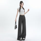 Suit Pants Women's Spring And Autumn Thin High Waist-Hanging Casual Gray Summer Narrow Version Of Drag Straight Broad Leg Sunscreen Pants