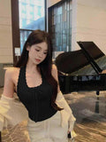10100# Pure Desire Bm Style White Lace Lace Soft Hanging Neck Sling Vest Woman New Folded Wearing Inner Bracing Pad