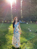 Seaside Vacation Wearing French Slings Broken Floral Dress Women's Summer 2025 New Huge Look Niche