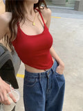 Summer Hot Girls Inside And Outside Wearing Green Seaside Wear Tops Irregular With Chest Cushions Small Sling Vest Woman