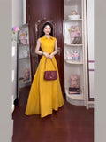 Fashion Yellow Temperament Niche Sleeveless Dress 2025 Summer New Port Wind Beautiful Waist Long Dress Woman