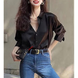 2025 New Ink Green Tops Lightly Cooked French Niche Set Of Tops Women's Design Sense Senior Shirt