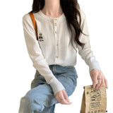 Spring And Autumn Short Coat New Knitted Shirt Knitted Shirt Blouse Long-Sleeved Cardigan Silken Sweater Women's Clothing