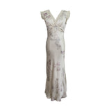 Gentle Trap_New Chinese Retro Dress Girl Early Spring V Lace Ribbon Slicing Noodles Splicing Skirt