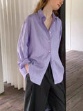 2026SS High-End 100 Natural Sand Wash Linen Taro Purple Long-Sleeved Shirt