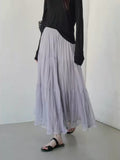 Early Spring High-Rise Press Folding Net Yarn Half Skirt Woman Fragrant Taro Purple A-Character Skirt Cake Skirt With A Lean Long Skirt