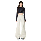 25 Autumn And Winter Black Gray Micro-Horn Jeans Women 2025 New High-Rise Thin Small Horn Pants