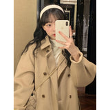 Milk Curry Color Hair Coat Women's Long 2025 Winter New Small Han Feel Thicker This Coat