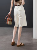 Special Counter Quality 2025 Summer New Loose Thin High-Waist Five-Point Suit Casual Shorts Women's Wide Legs A Word