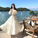 2026 New Thai Tourism Holiday French-Style Collar Design Top + Big Skirt Set