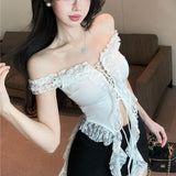 Irregular Lace Sling Vest Woman Wears Summer Pure Hottie Shoulder Bra Little Top Thai Beauty