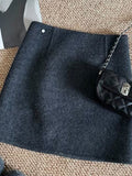High-Grade Solid Color Hair, The Half-Dress Female Gray Short Skirt 2025 Autumn And Winter Korean Simple A-Word Bag Hip Skirt