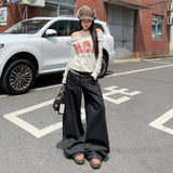 25Th Ootd! | Vintage Original Cow-Collision Stitching Low-Waisted Straight-Leg Jeans Pattern Trousers