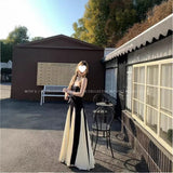 Black And White Spliced Sling Dress Dress 2026 New Summer Design Sense Slimming Long Skirt