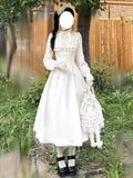 French Retro Court Style Dress Women Early Spring And Autumn Long Sleeves Small Long Dress Minimalist Style Wearing Waist Skirt