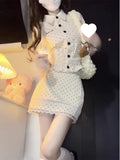 Korean College Storm Set Of Summer Sweet Short-Carrying Doll Shirt High Waist Half-Dress Skirt Two Sets