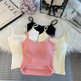 9108 # People Cotton Tacic Sling Vest Women With Chest Pads Pure Lust Style Short Repair Beautiful Backs Of The Small Set-Up Shirt