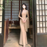 Sexy Black Lace Splicing V-Neck Long-Sleeved Dress Female Autumn New Temperament To Close The Waist Thin A Skirt Dress