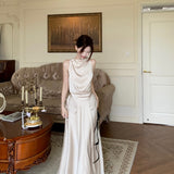 French Temperament Niche Irregular Cross-Summer Vertebry Vest Swing Skirt 2026 Summer New Fashion Suit