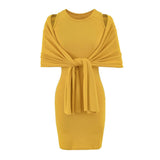 Pure Desire Sister Style High-End Temperament Suit Sleeveless Collar Vest Dress Women's Summer Shawl Dress Two Sets