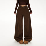 YC&2 Color Retro High-Waisted Broad Leg Trousers Ins Hanging Autumn And Winter Straight Jeans Women's Trousers