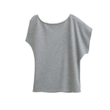 Spice Girls Fashion Slanted Shoulders Loose Short-Sleeved T-Shirt Girls Summer New Design Feel Skinny Shoulder
