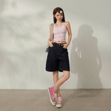 YC&3 Color Retro High-Waisted Loose Four-Pointed Broad-Legged Trousers Summer Straight Shorts Jeans Woman