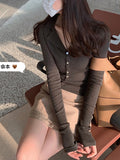 60 Extremely Fine Wool Knit Polo Shirt ~ Slim Long Sleeve Top Simple Thin Cardigan Girl Autumn