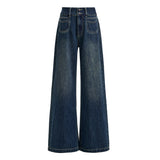 Vintage Lazy Wind New Water Wash-And-Hanging Jeans Women Autumn High-Rise Show Thin Leg Trousers Trousers