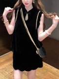 New Chinese High-End Simulation Silk Velvet Lace Vest Lace Skirt Lace Skirt Thin Suit Woman