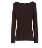 Germany Imported 100 Woolen Knitted Shirt Fashion Simple Word Collar Thin Wool Sweater Set On Top Of The Woman