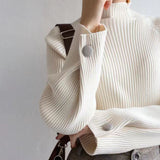 Sweater Women Autumn And Winter Korean Version Of Simple Bottom Shirt Half-High Loose Loose Thin Sleeves Of Knitted Shirts For Women
