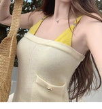 Sweet Dopamine Is A Golden Start! Spring Bright Wool Knitwear Set Yellow Cardigan