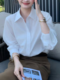 [Urban Architect] Korean White Shirt Woman Commuting Workplace Wearing Loose Temperament Top