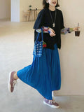 Miu Limiu Mei Klein Blue Folded Skirt Women 2026 Spring And Autumn Summer New 100-Fold Long Dress