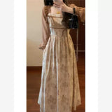 Sweet Style Retro Tea Break Flower Dress In The Early Autumn Of 2025, The New Fake Two Pieces Of Design Niche Do Not Hit