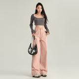 Autumn And Winter Main Push Color Tie High Waist Straight Jeans Trousers & Length Routine
