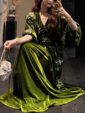 New Chinese Style Velvet Velvet Flower Dress Autumn Beautiful Dress