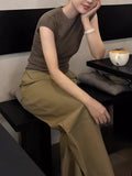 Old Money Style High-End Sense Short-Sleeved Knitted Shirt T-Shirt Woman 2025 Summer French Body Repair Small Flying Sleeve Ice Blouse Inside