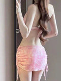 2026 New Swimsuit Sexy Fresh Lotus Bikini Three-Piece Thin Holiday Beach Soak Hot Spring Split