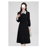 2025 Spring And Autumn New College Wind Formal Occasion Teaching Interview Fake Two Splicing Colliding Color Polo Dress