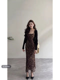 Pure-Hearted Sexy Vest Sling Leopard Dress Women 2025 Summer New Waist Thin Ass Long Skirt