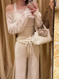 Autumn And Winter Knitting Under The Collection Of Bow Lace High Waist Half-Dress 100-Fold Skirt A Word Hem Long Skirt