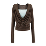 Spice Girl Style Hit Two Ragged Long-Sleeved T-Shirts In The Autumn New Slimming Inside The Bottom Shirt Top