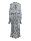 Mist Lanxiang Nomadic Style Print To Collect Waist Long Temperament V-Neck Dress With Sling Skirt