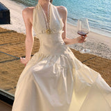 2026 French Name æÂÐÓɫly Received Waist Thin And Medium Long Temperament Elegant Hanging Neck-Luff Dress Dress Dress