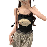 790# Sweet Age-Reduced Sling Vest Autumn And Winter New Plush Puppy Lace Lace Lace On The Bottom Of The Dress