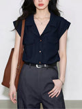 French Tibetan Blue Collar Short-Sleeved Shirt Summer 2026 This Year's Popular Explosion Of Women's High-End Commuting Top
