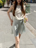 Crush Petite Sister_Summer Acetic Acid Series Kinesi Vest / Oblique Method Lei Skirt