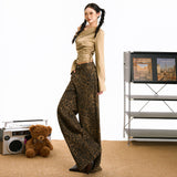 Autumn And Winter Trend Retro Leopard-Print Casual Pants Women Fashion Design With High Waists Thin Loose Legs